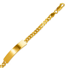 Load image into Gallery viewer, 14K Yellow Gold Shiny Curb Kids ID Bracelet 5mm/4.5mm 6" Engraving Available
