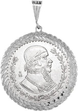 Load image into Gallery viewer, Sterling Silver Mexican 1 Peso Rope Bezel 34 mm Coins Prong Back Diamond Cut
