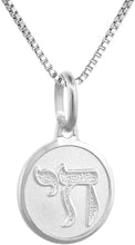 Load image into Gallery viewer, 925 Sterling Silver Dainty Chai Medal Charm Pendant 1/2 inch with Chain
