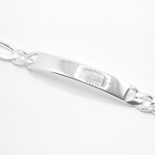 Load image into Gallery viewer, 925 Sterling Silver Personalized Custom Engraved Figaro Link ID Bracelet 8mm
