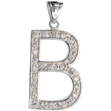 Load image into Gallery viewer, 925 Sterling Silver CZ Block Initial Letter Alphabet Pendant 1 5/8 Inch Wide

