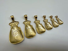 Load image into Gallery viewer, 10K Solid Yellow Gold Lucky Money Bag Pendant Diamond Cut 6 Sizes
