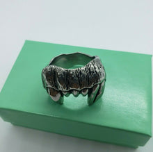 Load image into Gallery viewer, Surgical Stainless Steel Fangs Biker Ring for Men 3/4 inch 20mm Size 9 to 15
