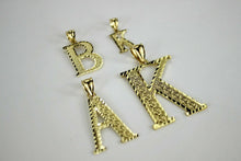 Load image into Gallery viewer, 10K Yellow Gold Initial Pendant Charm Diamond Cut A ~ Z Alphabet 4 Sizes
