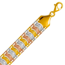 Load image into Gallery viewer, 14K Tricolor Gold Bohemian Style Gypsy Boho Hand Chain Bracelet 11mm Wide 7"~8"
