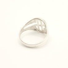 Load image into Gallery viewer, 925 Sterling Silver Dollar Sign Oval Diamond Cut Finish Ring 9/16 Inch Wide
