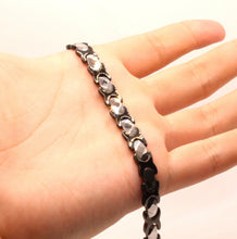 Load image into Gallery viewer, Tungsten Carbide Ceramic 2-Tone Black &amp; Rhombus Facets Magnetic Therapy Bracelet
