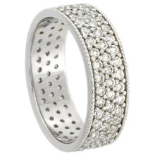 Load image into Gallery viewer, 925 Sterling Silver Micro Pave 3-Row CZ Eternity Band Ring 1/4 Inch (6mm) Wide
