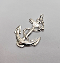 Load image into Gallery viewer, 925 Sterling Silver Anchor Wrapped with Rope Pendant 1 1/16 Inch Tall (27mm)
