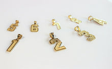 Load image into Gallery viewer, 10K Solid Yellow Gold Number Digit Charm Pendant 0-9 Diamond Cut 2 Sizes

