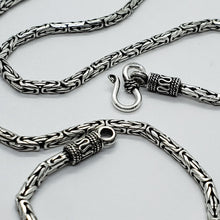 Load image into Gallery viewer, 2.5mm Sterling Silver Round BYZANTINE Chain Necklace Bracelet Antiqued Finish
