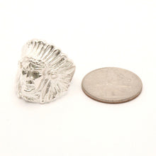 Load image into Gallery viewer, 925 Sterling Silver Diamond Cut Finish Native American Head Ring 15/16 Inch Wide
