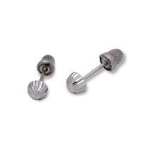 Load image into Gallery viewer, 14K Yellow or White Gold Diamond Cut Ball Stud Earrings 3mm Wide Screw Backing
