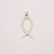 Load image into Gallery viewer, 925 Sterling Silver Plain Flat Vertical "Ichthus" Christian Fish Symbol Pendant

