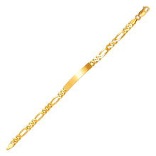 Load image into Gallery viewer, 14K Yellow Gold 5mm Shinny ID Bracelet 4.5mm Figaro Chain 7" Engraving Available
