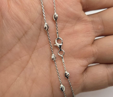 Load image into Gallery viewer, 925 Sterling Silver Oval Bead Station Necklace Bracelet Diamond Cut 3mm 7"- 18"
