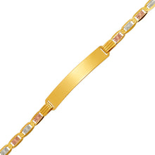 Load image into Gallery viewer, 14K Tricolor Gold Valentino ID Bracelet 6.5mm/4mm 7" 8" Engraving Available
