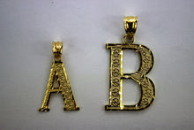Load image into Gallery viewer, 10K Yellow Gold Initial Pendant Charm Diamond Cut A ~ Z Alphabet 3 Sizes
