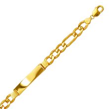 Load image into Gallery viewer, 14K Yellow Gold Figaro Chain ID Bracelet 10mm/10mm 8" 8.5" Engraving Available
