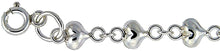 Load image into Gallery viewer, 3/16 inch wide Sterling Silver Linked Teeny Puffy Hearts Charm Bracelet Anklet
