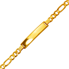 Load image into Gallery viewer, 14K Yellow Gold Figaro Chain ID Bracelet 8mm/6mm 7" 7.5" 8" Engraving Available
