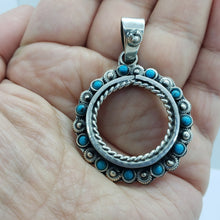 Load image into Gallery viewer, Sterling Silver Quarter Dollar Bezel 24 mm Coins Prong Back Flower Edge Amethyst
