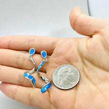 Load image into Gallery viewer, Sterling Silver Synthetic Opal Stud Dangling Earrings
