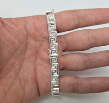 Load image into Gallery viewer, 925 Sterling Silver Stampato Greek Key Link Necklace Bracelet Italy 8mm 7"-18"
