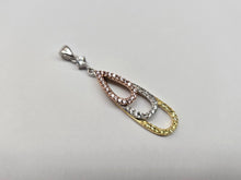 Load image into Gallery viewer, 925 Sterling Silver Tri-Color CZ Teardrop Pendant 1 5/16 (33mm) Inch Tall
