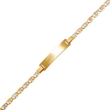 Load image into Gallery viewer, 14K Tri Color Gold Kids Love Heart ID Bracelet 6mm/4mm 6" Engraving Available
