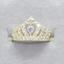 Load image into Gallery viewer, 14K Solid Yellow Gold Crown Sweet 15 Ring Royal Polished Band for Women Girls
