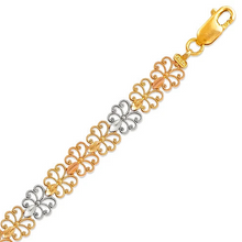 Load image into Gallery viewer, 14K Tri Color Gold Faceted Diamond Cut Bracelet 7 mm 7" Chain Brazalete tricolor
