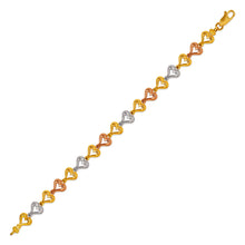 Load image into Gallery viewer, 14K TriColor Gold Faceted Diamond Cut Bracelet 7.5mm 7" Chain Brazalete tricolor
