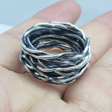 Load image into Gallery viewer, 925 Sterling Silver Solid Heavy Wrapped Wire Ring High Quality 12mm Size 6-10

