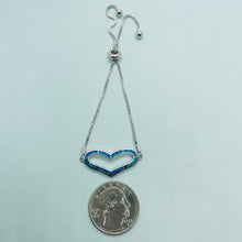 Load image into Gallery viewer, Sterling Silver Synthetic Opal Heart Bolo Bracelet for Women Sliding Clasp
