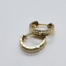 Load image into Gallery viewer, 14K Real Yellow White Gold Huggie Hoop Earrings Diamond Cut Round 11mm Men Women
