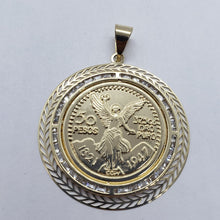 Load image into Gallery viewer, 14K Solid Yellow Gold Centenario Pendant with Bezel Mexican 50 Pesos 2 Sizes
