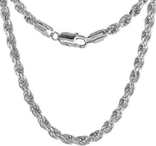 Load image into Gallery viewer, 5mm Sterling Silver D/C Rope Chain Necklaces Bracelets Handmade Italy 7 to 30 in
