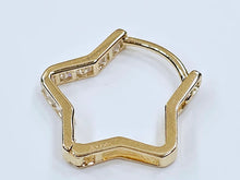 Load image into Gallery viewer, 14K Yellow Gold Star Shaped Huggies Hoop Earrings with CZ Stones Latch back
