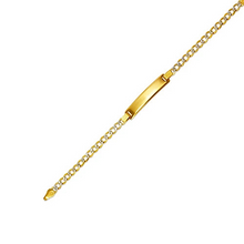 Load image into Gallery viewer, 14K White Pave Gold Baby ID Bracelet Curb X-Light 5mm ID 3mm Chain 6" Engraving
