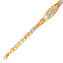 Load image into Gallery viewer, 14K Tri Color Gold Faceted Diamond Cut Love ID Bracelet 6mm / 12mm 7" Chain
