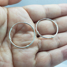Load image into Gallery viewer, 925 Sterling Silver Bali Style Endless Hoop Earrings 1" Diameter 1mm Thin Tube
