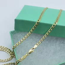 Load image into Gallery viewer, 10K Yellow Gold Hollow Cuban Curb Chain Link Necklace Bracelet 3.5mm 4.5mm 7~30"
