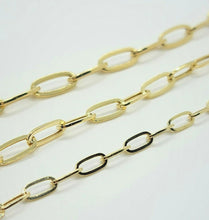 Load image into Gallery viewer, 14K Gold Hollow Paperclip Chain Necklace Bracelet 3.3mm 4.2mm 5mm 7" 18" 20"
