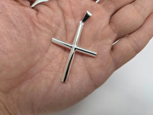 Load image into Gallery viewer, 925 Sterling Silver Plain 4mm Tubular Cross Pendant 1 3/4 Inch Tall (44mm)
