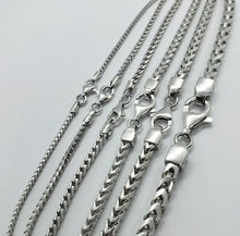 Load image into Gallery viewer, Sterling Silver Franco Chain Necklace Rhodium Finish Italy 1.5mm-4.5mm 16"-36"
