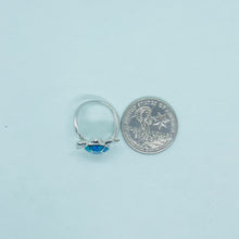 Load image into Gallery viewer, Sterling Silver Blue Synthetic Opal Sea Turtle Ring for Women Size6~9
