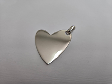 Load image into Gallery viewer, 925 Sterling Silver Flat High Polished Heart Pendant 1 1/2 Inch (38mm) Tall
