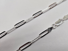Load image into Gallery viewer, 925 Sterling Silver Flat Paperclip Chain Necklace Bracelet 4mm 7" to 30" Long
