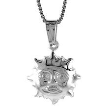 Load image into Gallery viewer, 925 Sterling Silver Hollow Sun with Face Pendant Italy 5/8 (16mm) Inch Tall

